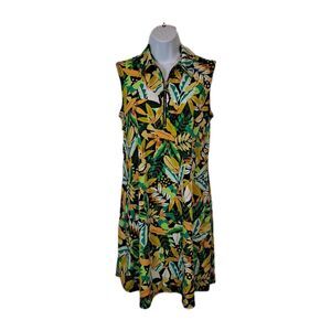 Ava & Grace Tropical Mini Dress Sz S Green Yellow Sleeveless Resort Wear Cruise